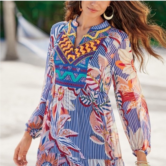 Soft Surroundings Tory Sheer Embroidered Tunic - Picture 1 of 13